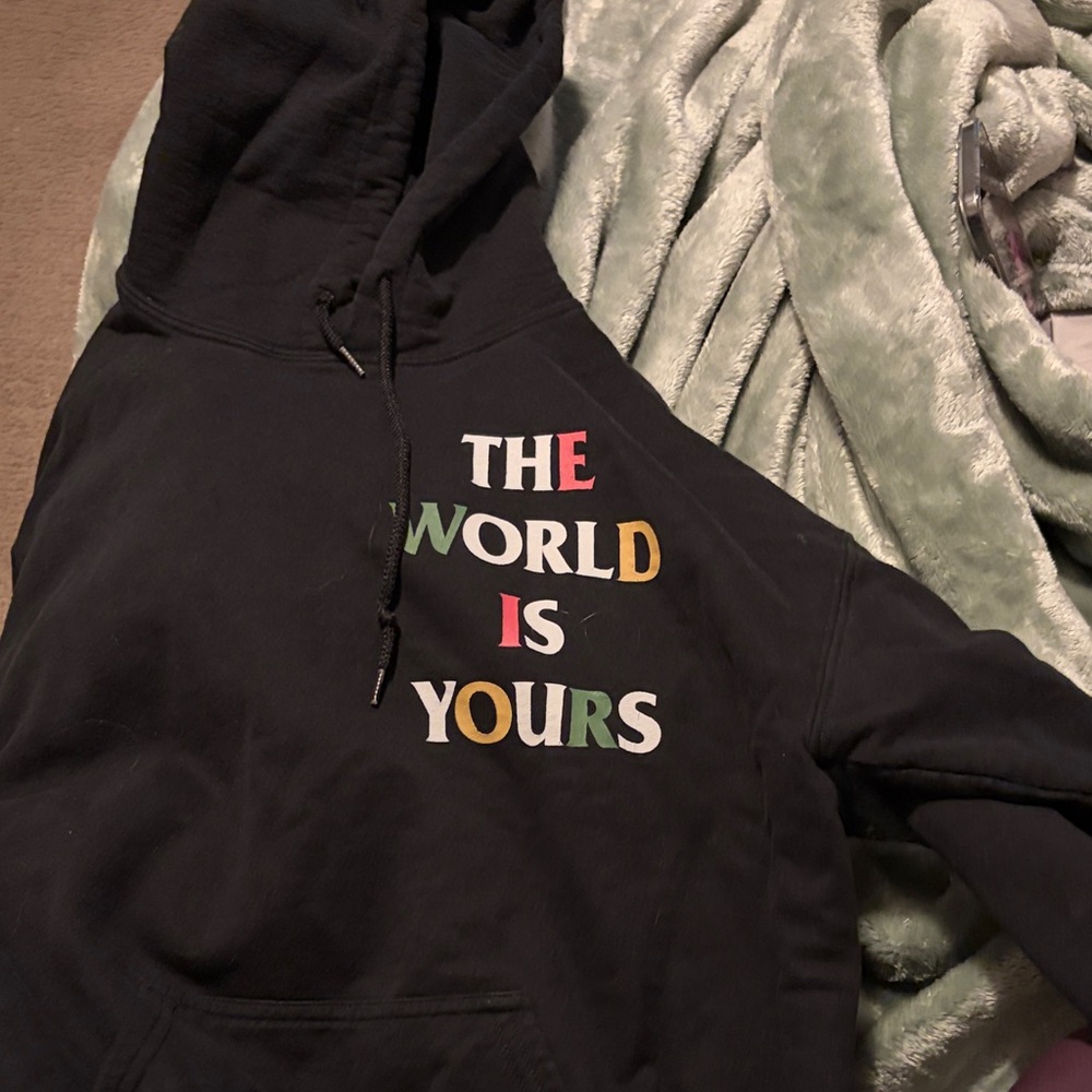 Black Hoodie with Colorful Text